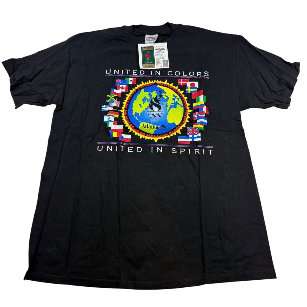 Vintage 1996 Summer Olympics Atlanta Olympics T-Shirt – Black USA Flags Graphic,